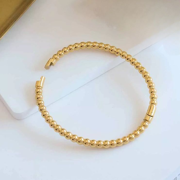 Round Bead Bangle Bracelet