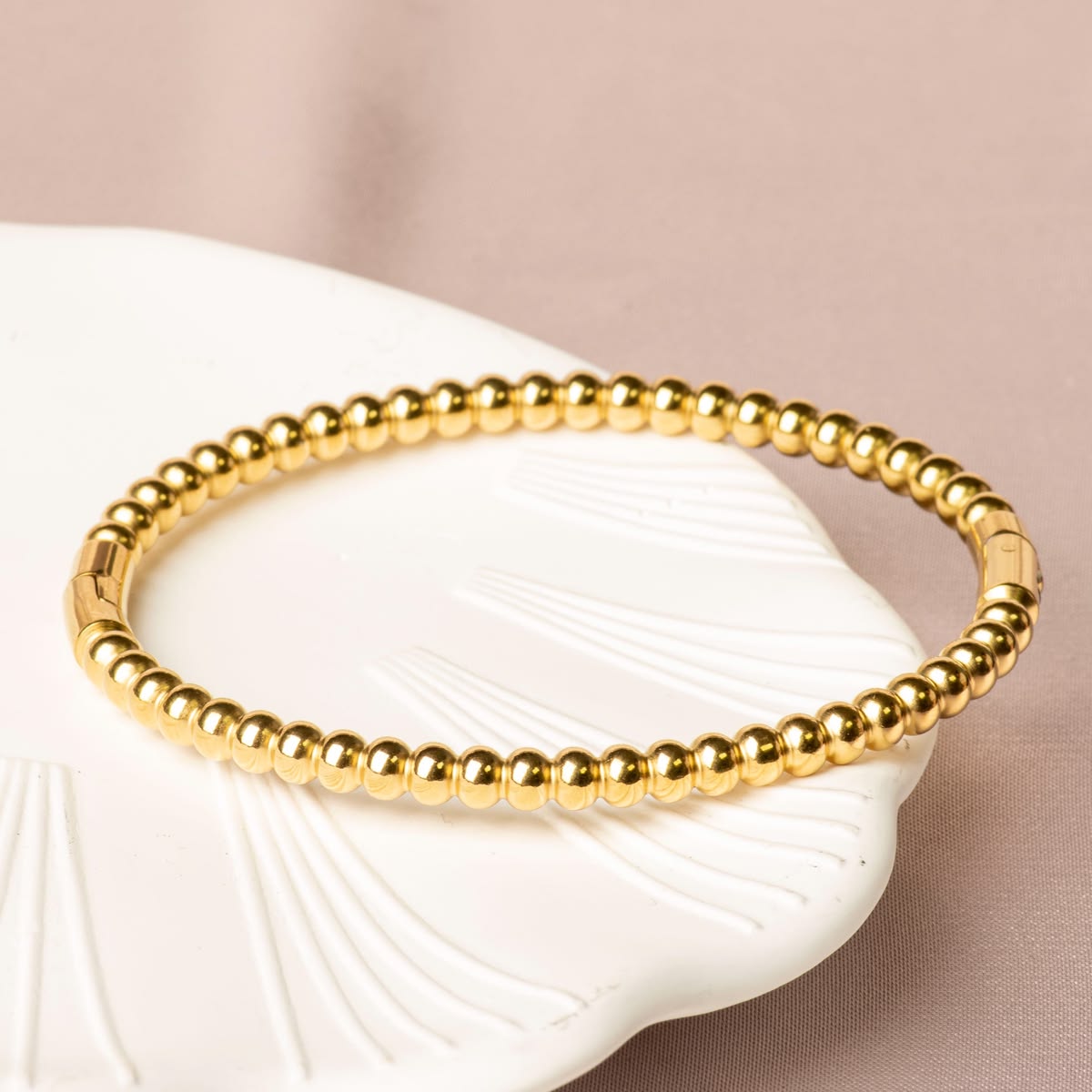 Round Bead Bangle Bracelet