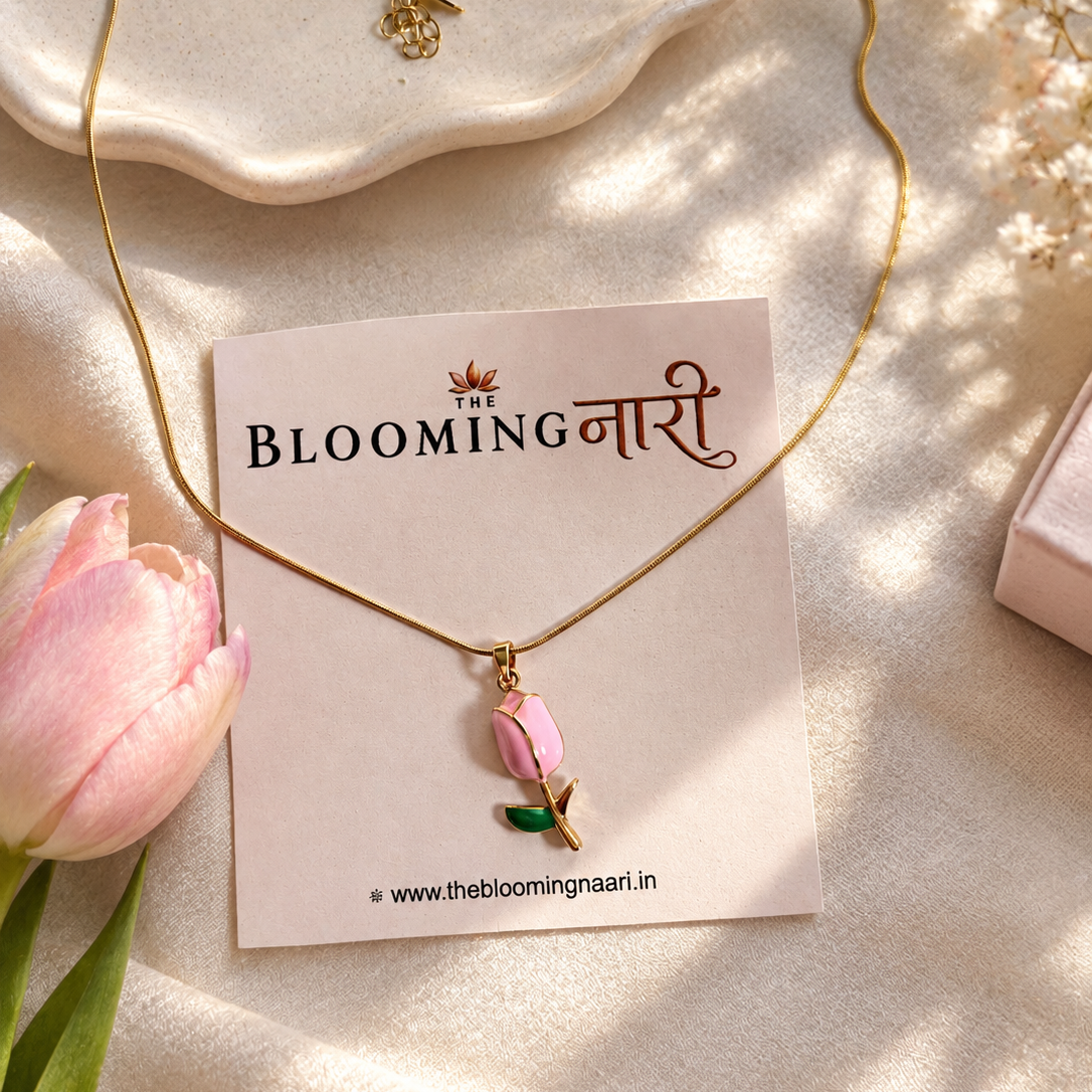 Pink Tulip Bud Necklace