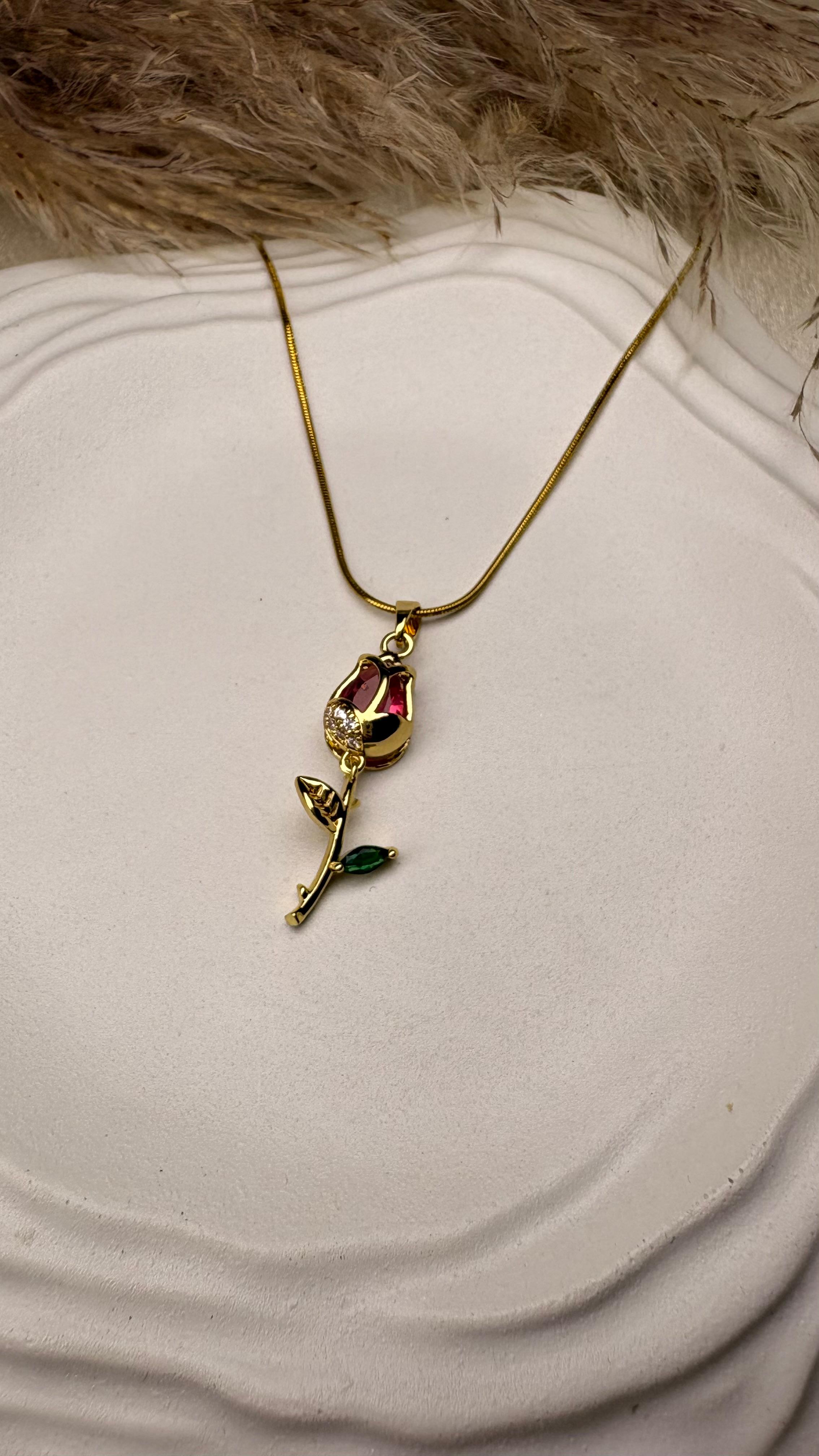 Red Tulip Necklace