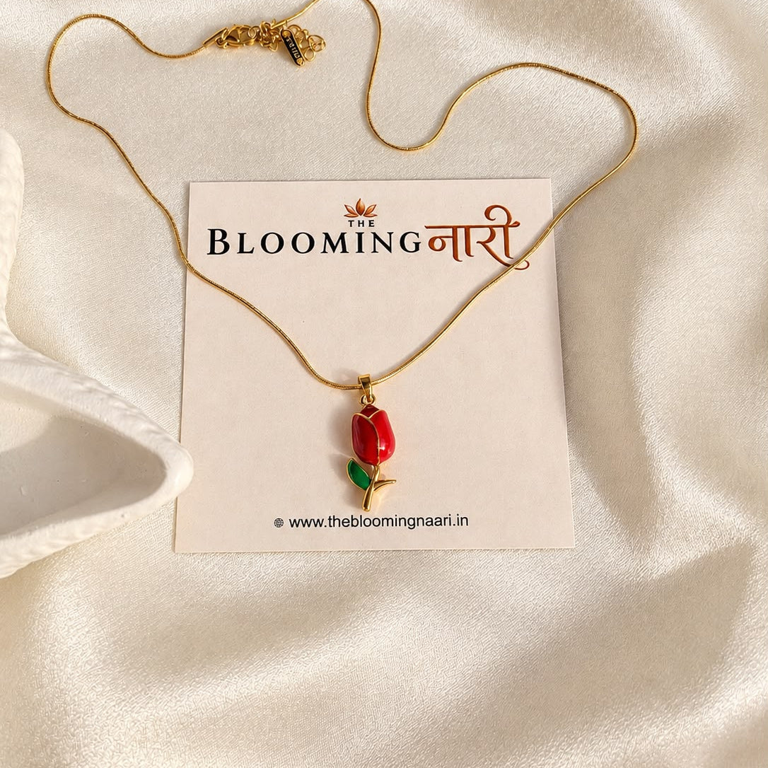 Red Tulip Bud Necklace
