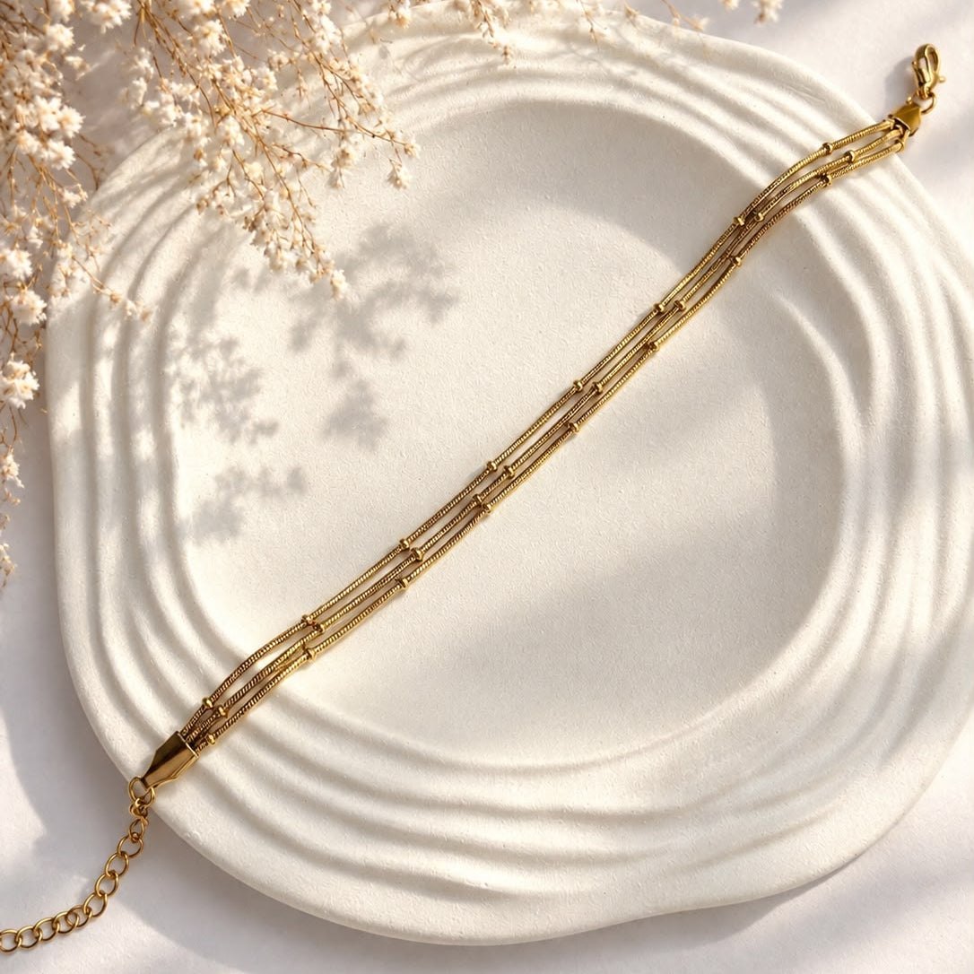 Beaded Layered Chain Bracelet