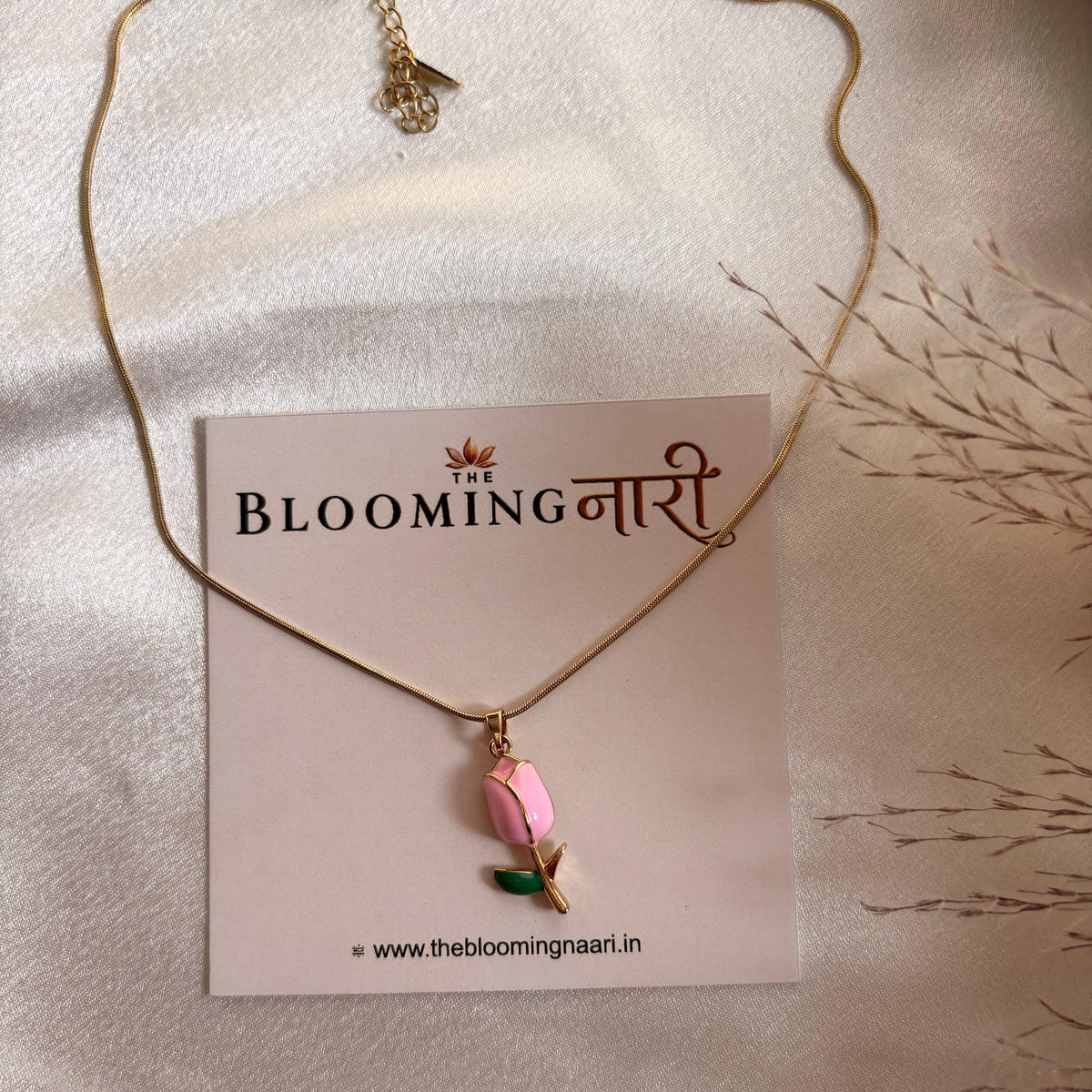 Pink Tulip Bud Necklace