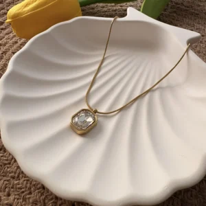 White Stone Pendant Necklace